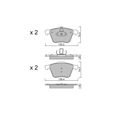 GT2i Club Front brake pads for VOLVO V60 I (155) 3.0 T AWD 351cv 2010-07-01-2018-12-01
