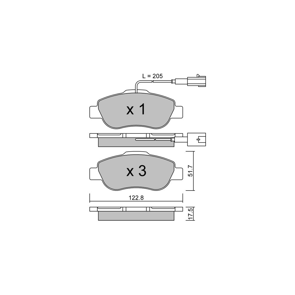 GT2i Club Avant remblokken voor FIAT 500 II C (312_) 1.3 TDCi 75pk 2009-09-01- - GT-PC6541 - 3666618587523