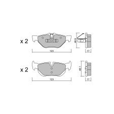 GT2i Club Rear brake pads for BMW Serie 3 (E90-E91-E92-E93) 330i, 330d, 335i, 335d 2005-11 - Brake calipers Ate 