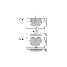 GT2i Club Rear brake pads for BMW X5 II (E70) xDrive 35 i 327cv 2006-10-01-2013-07-01