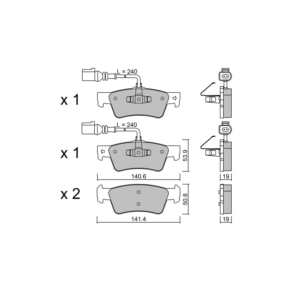 GT2i Club Rear brake pads for VOLKSWAGEN Touareg I (7LA, 7L6, 7L7) 3.7 quattro 281cv 2002-10-01-2010-05-01 - GT-PC6770 - 3666618587738
