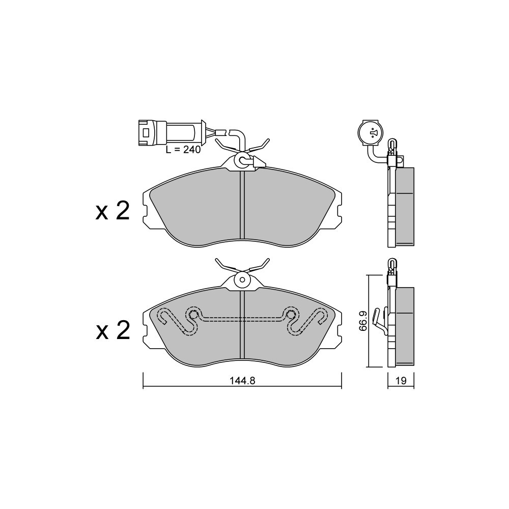 GT2i Club Front brake pads for AUDI 200 II Avant (44, 44Q, C3) 2.1 20V Turbo 306cv 1983-09-01-1991-12-01 - GT-PC6791 - 3666618587752