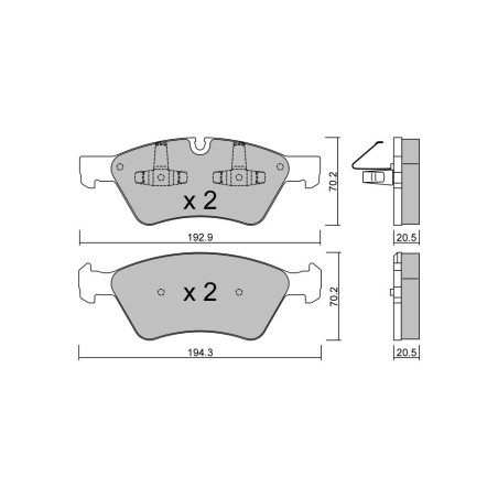 GT2i Club Front brake pads for MERCEDES BENZ Classe E III (W211) E 500 (211.072) 388cv 2002-03-01-2009-02-01