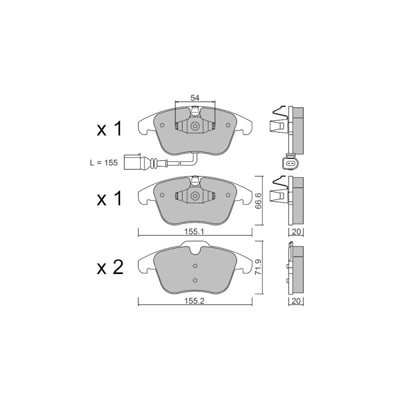 GT2i Club Avant remblokken voor AUDI Q3 I (8UB, 8UG) 2.0 TFSI quattro 221pk 2011-06-01-2019-12-01 - GT-PC6911 - 3666618587875