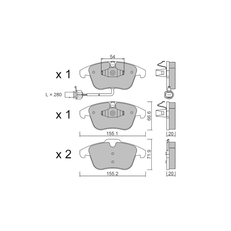 GT2i Club Avant remblokken voor AUDI A4 - A4 Quattro (8K) 1.8i TFSi, 2.0i TFSi, 2.0 TDi 2007-15 - Ate remklauwen - GT-PC6912 - 3666618587882
