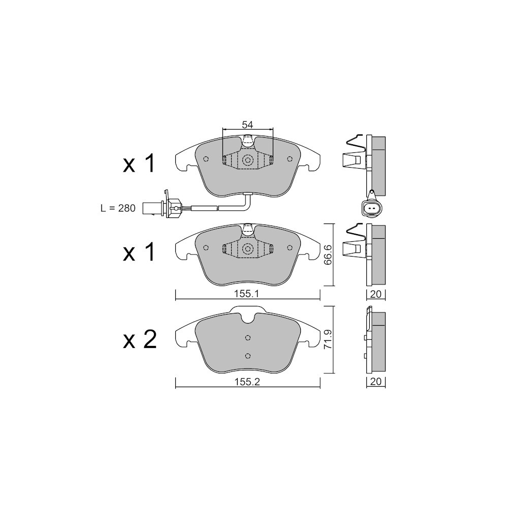 GT2i Club Avant remblokken voor AUDI A4 - A4 Quattro (8K) 1.8i TFSi, 2.0i TFSi, 2.0 TDi 2007-15 - Ate remklauwen - GT-PC6912 - 3666618587882