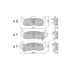 GT2i Club Rear brake pads for JEEP Grand Cherokee III (WH, WK) 5.7 V8 4x4 366cv 2004-10-01-2011-10-01