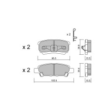 GT2i Club remblokken achter voor MITSUBISHI Lancer V SW (CB_W, CD_W) 290pk 1992-12-01-2007-12-01 - GT-PC7530 - 3666618588315