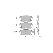 GT2i Club Rear brake pads for KIA Carens III MPV / Space wagon (UN) 2.0 CVVT 151cv 2006-05-01-2013-12-01