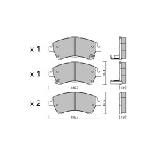 GT2i Club Front brake pads for TOYOTA Corolla VIII Rumion (_E15_) 2.2 D (ADE157_, ADE151_) 177cv 2007-09-01-