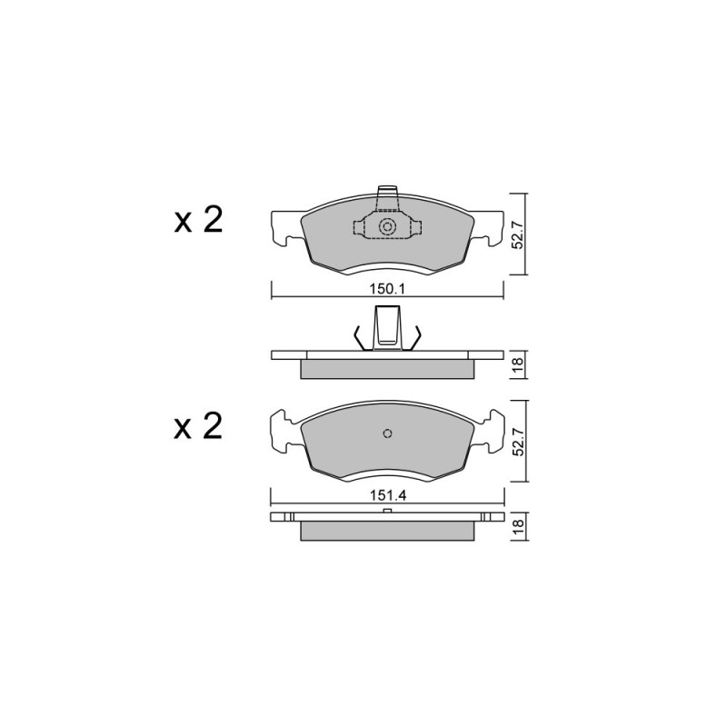 GT2i Club Avant remblokken voor DACIA Logan I MCV (KS_) 2.5 V6 (L702, L703, L704, L707) 177pk 2007-02-01- - GT-PC8180 - 3666618588933