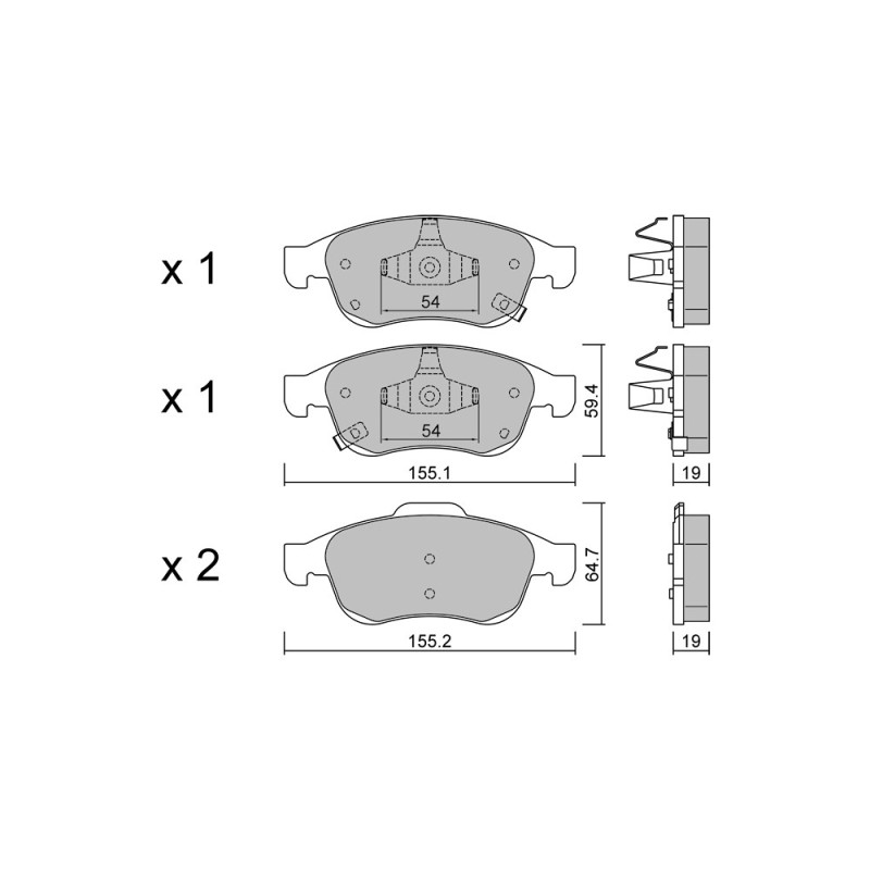 GT2i Club Avant remblokken voor JEEP Renegade Close Off-Road (BU, B1) 1.3 Hybride 4x4 241pk 2014-07-01- - GT-PC8332 - 3666618589091