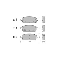 Pastiglie freno posteriori GT2i Club per OPEL Zafira C (P12)/ Zafira Tourer C 2.0 (08) 281cv 2011-10-01-