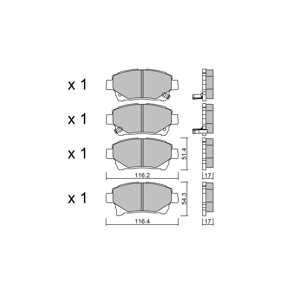 GT2i Club Front brake pads for TOYOTA IQ (_J1_) 1.5 Hybrid 146cv 2009-01-01-2015-12-01 - GT-PC8940 - 3666618589633