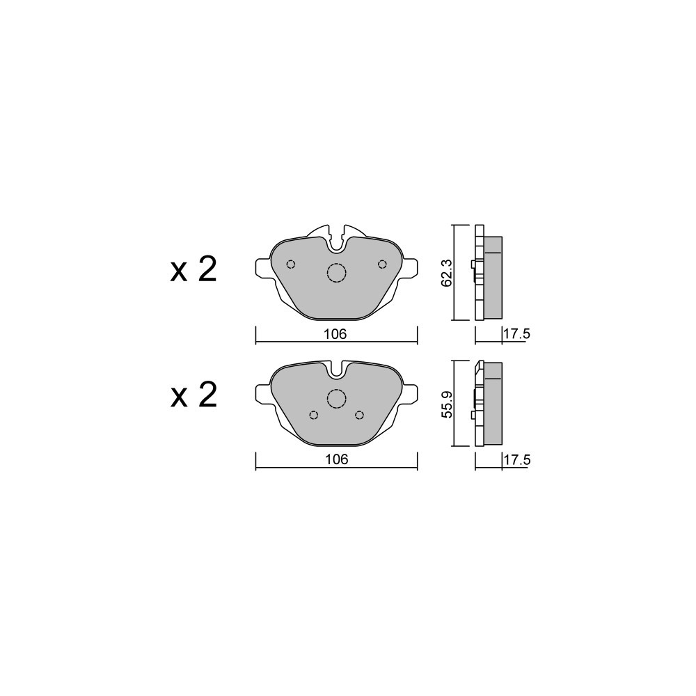 GT2i Club Rear brake pads for BMW 5 VI (F10) M Competition 510cv 2009-06-01-2016-12-01 - GT-PC9380 - 3666618589930