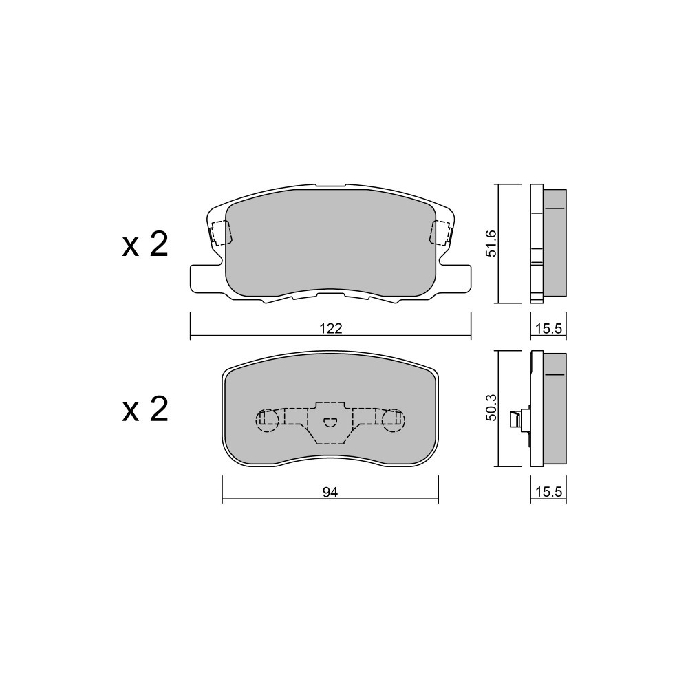 GT2i Club Front brake pads for MITSUBISHI Colt VI (Z3_A, Z2_A)/ Mirage 1.5 4WD 105cv 2004-06-01-2012-12-01 - GT-PC9560 - 3666618590059