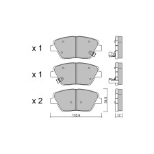 GT2i Club Front brake pads for HYUNDAI Sonata VI (YF) 3.6 283cv 2009-01-01-2015-12-01
