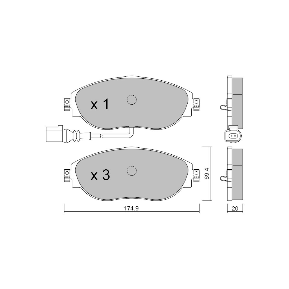 GT2i Club Front brake pads for VOLKSWAGEN Golf VIII 2.0 GTI, 2.0 TDI, 2.0 TSI , 2.0 TSI R (Disc 340mm) 2019-  Brake calipers Trw - GT-PC9680 - 3666618590172