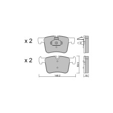 GT2i Club Front brake pads for BMW Serie 2 (F22-F23) 220i, 225d, 228i 2012-21 - Brake calipers Ate 