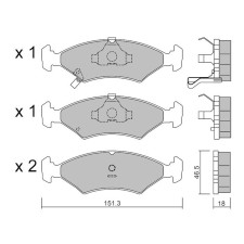GT2i Club Avant remblokken voor KIA Sephia (FA) / Mentor 1.8 i 16V 112pk 1995-01-01-1997-10-01 - GT-PC1290 - 3666618582320