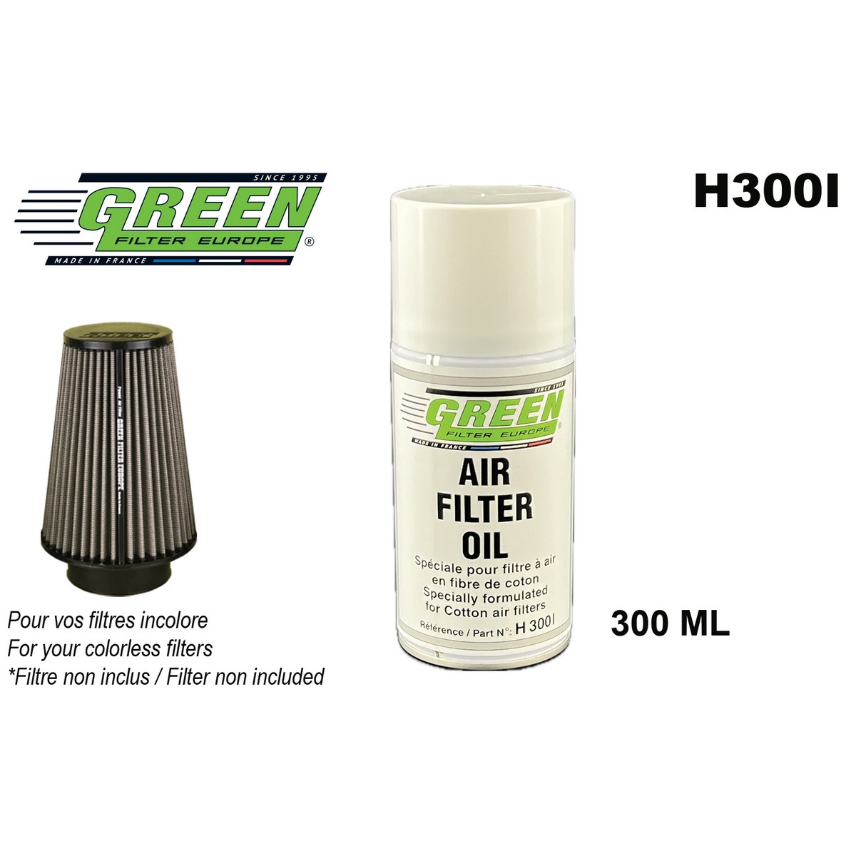 Spray de graissage pour filtres coton GREEN FILTER - 0,3L - GR-H300C.TRP - H300I