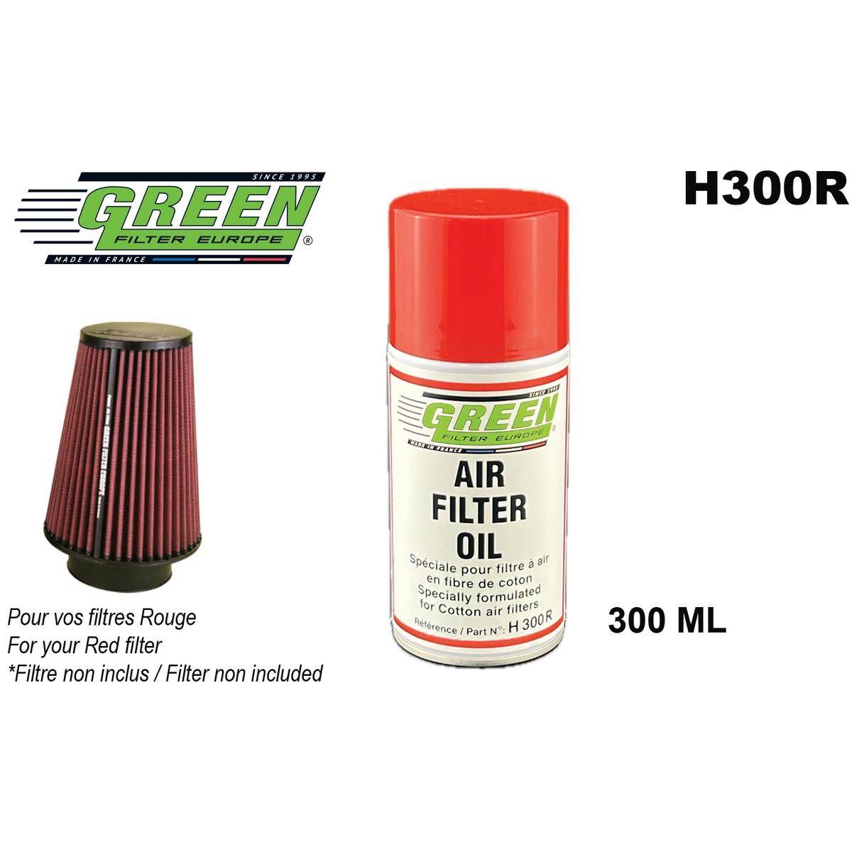 Vetspray voor katoenen filters GREEN FILTER - 0.3L - GR-H300C.R - H300R