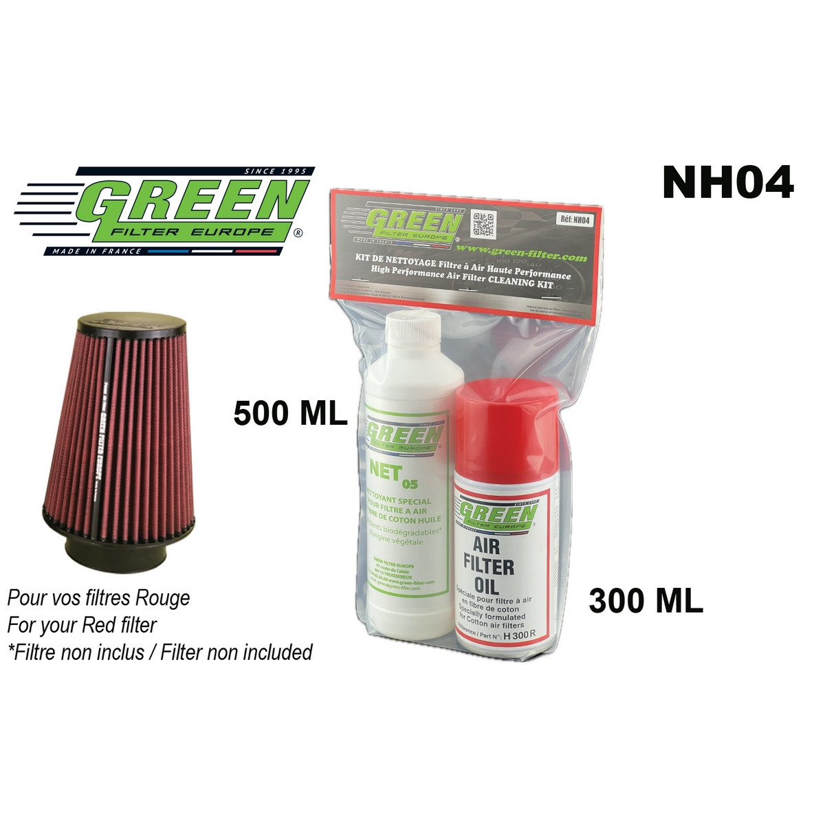 Set de întreținere pentru filtrele din bumbac Green Filter: spray de 0,3 l + curățător de 0,5 l - GR-NH0C.R - NH04