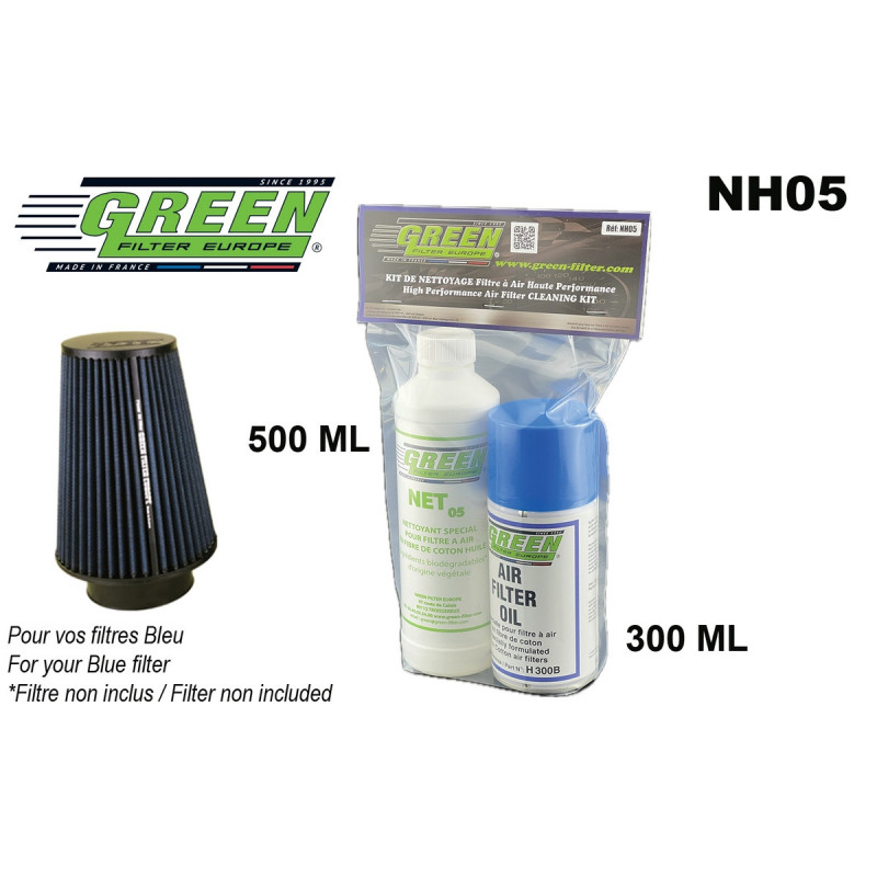 Kit d'entretien pour filtres coton Green Filter spray 0.3L + nettoyant 0.5L - GR-NH0C.B - NH05