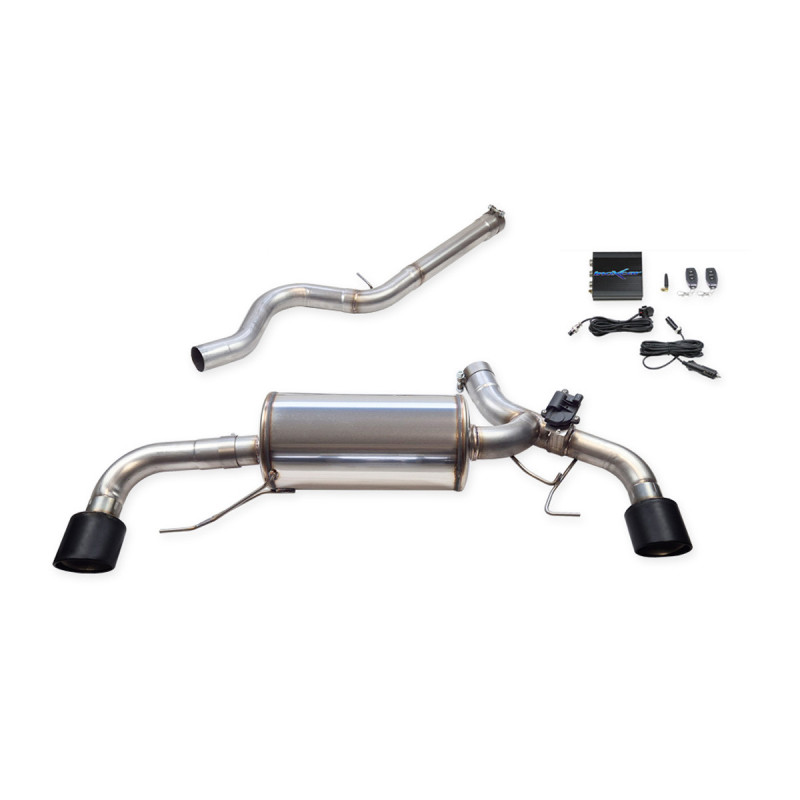 Middenbuis + 100 X-Race matzwarte demper + Inoxcar-klep BMW G42 2,0 Coupé (met OPF) na 2023 - IC-VALVBMG4201XR10BM - VALV.BMG42.01.XR10BLACKMATT - 3666618600444