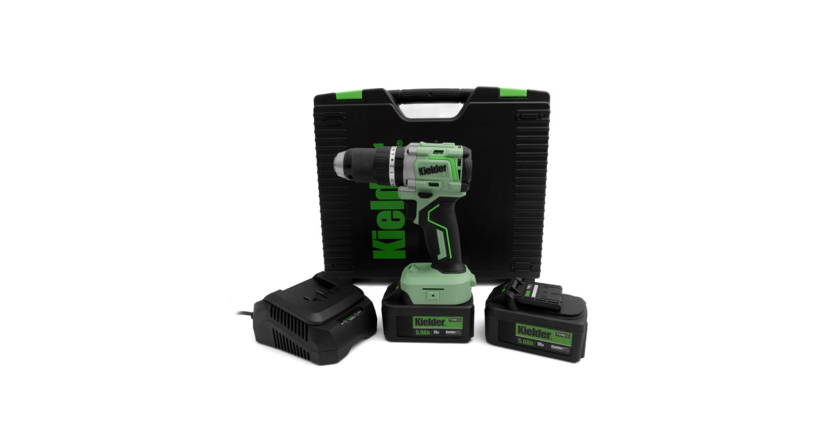 KIELDER Ultra Compact 18V 75Nm Combi Drill with 2 x 5.0Ah batteries and charger