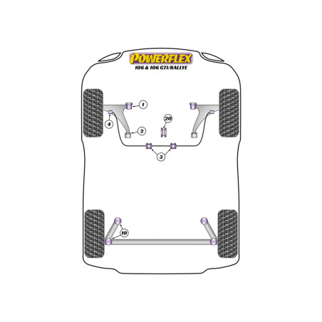 Silent bloc Powerflex Haute Performance Peugeot 106