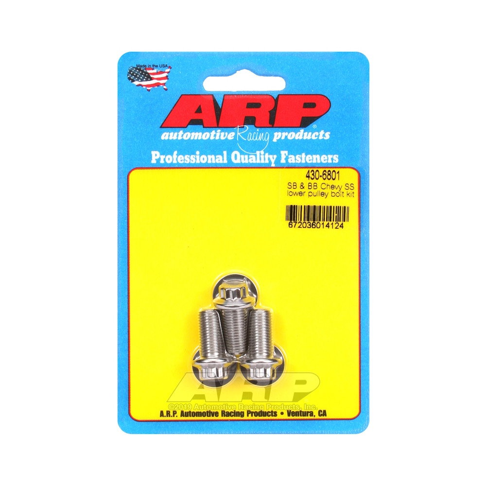Kit di 3 viti puleggia inferiore ARP Chevrolet Small Block 3/8 12PT Lunghezza sotto testa 19,05 mm - ARP-430-6801 - ARP-430-6801 - 3666618280141
