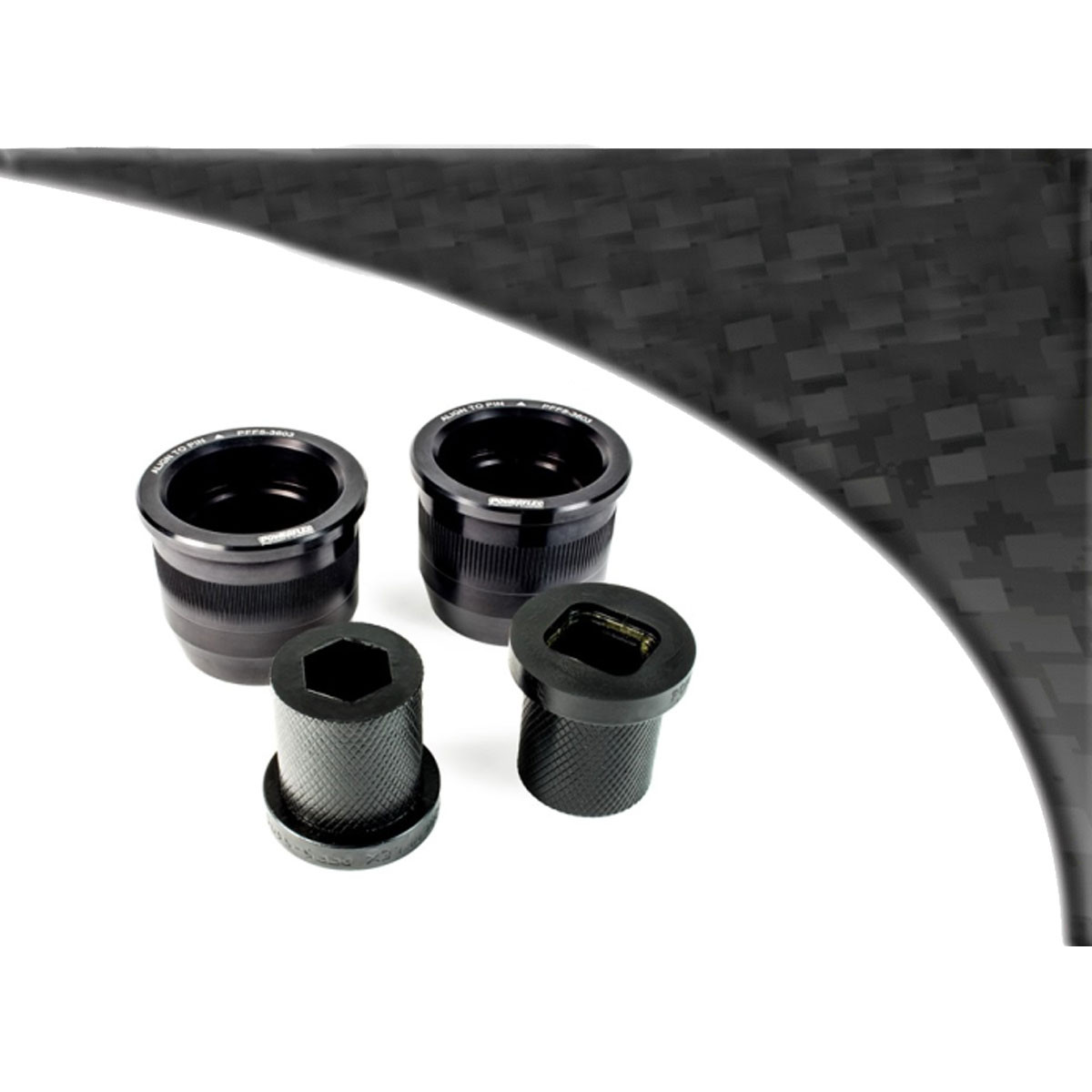 Powerflex Black front wishbone rear bush (E46 Hybrid, aluminum outer) BMW 3 series (2 parts) - PF-F5-3603-2N - PFF5-3603BLK - 5055676560933
