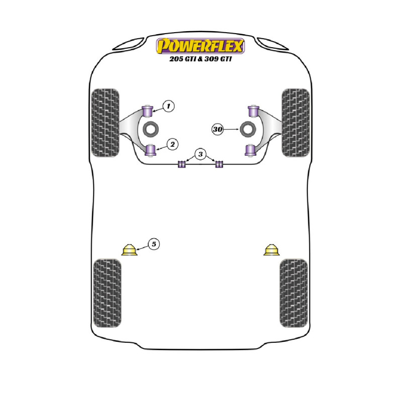 Powerflex bushes Peugeot 205 GTi(1985-1998) - BUN-PF-00768