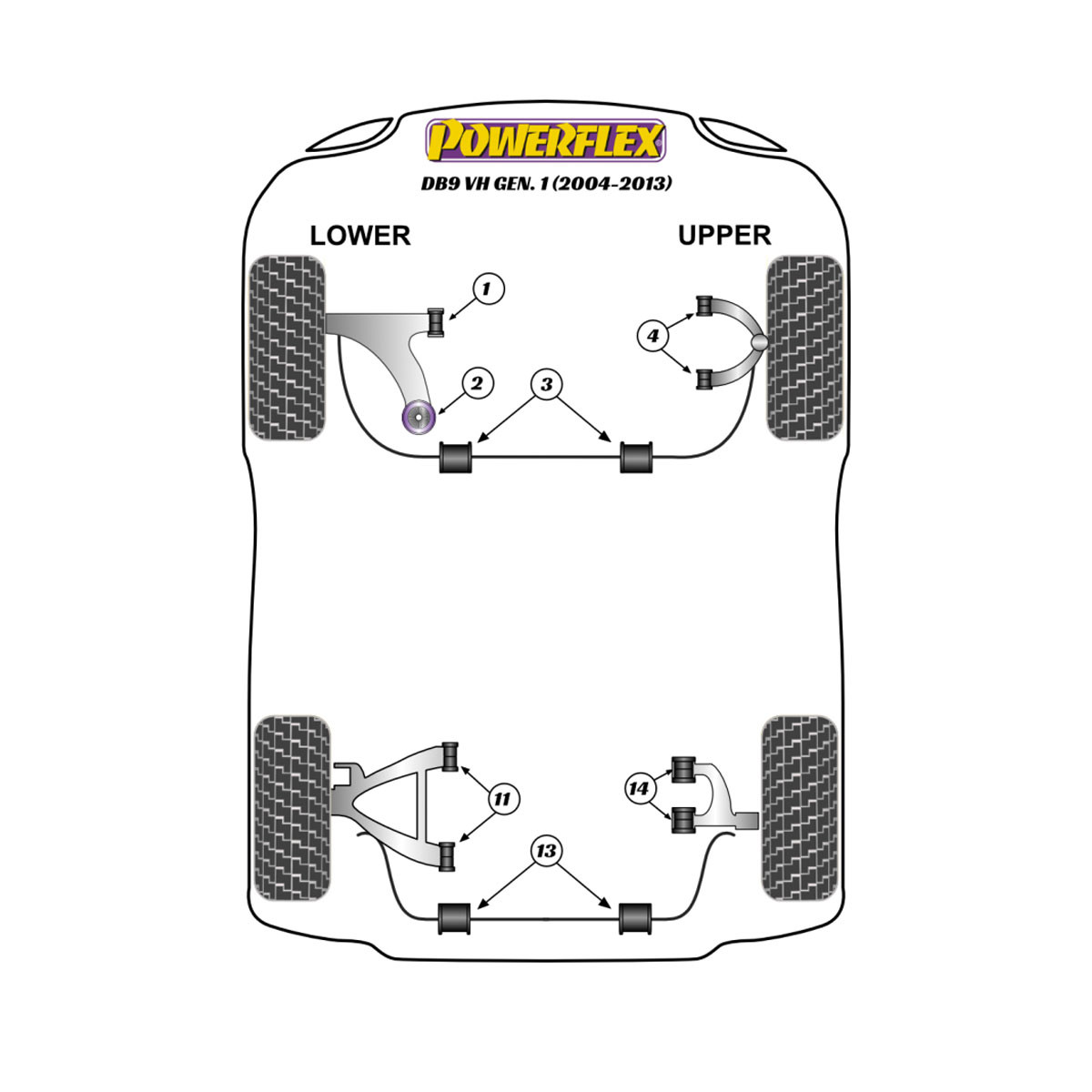 Boccole Powerflex Aston Martin DB9 (2004-2013) - BUN-PF-00019 - BUN-PF-00019