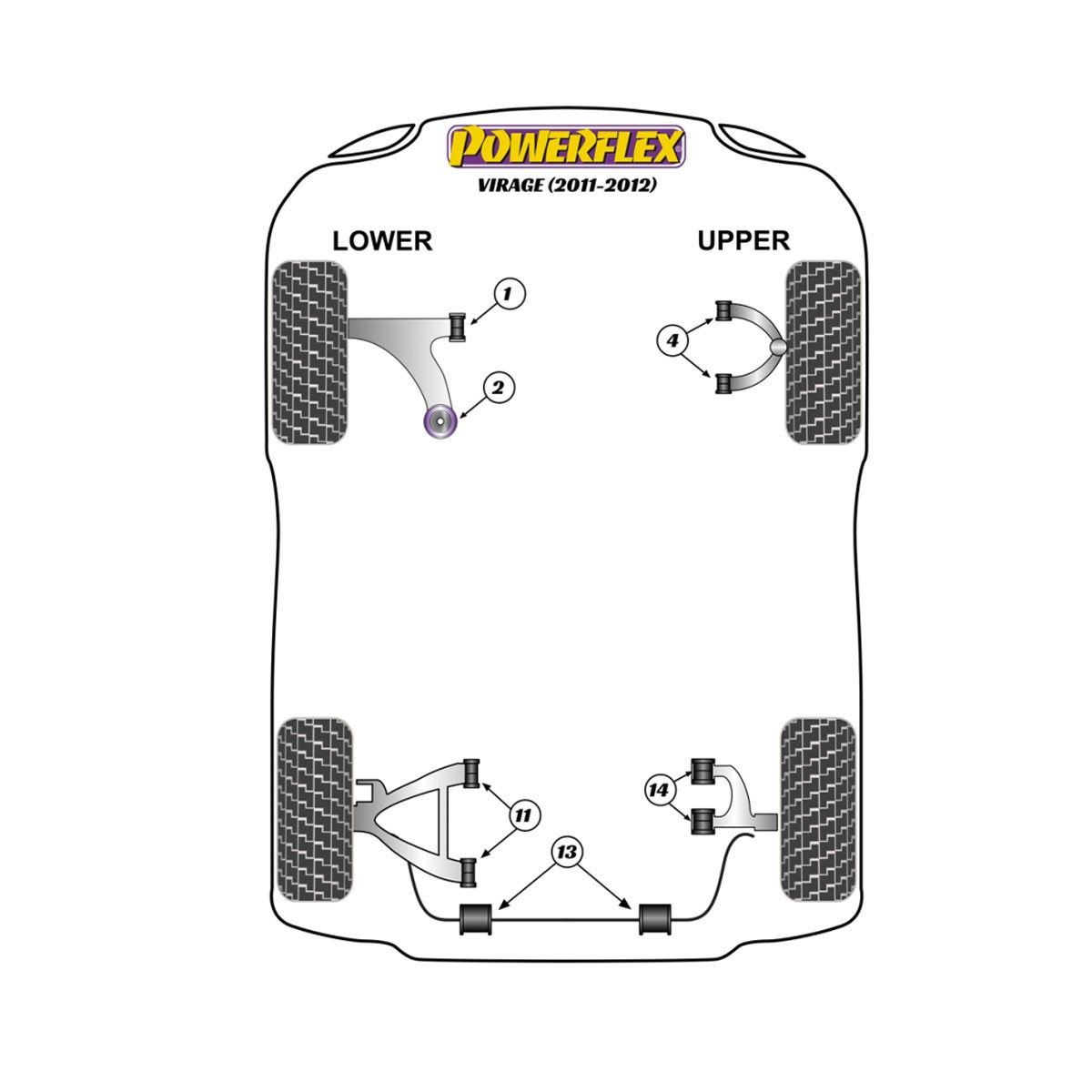 Boccole Powerflex Aston Martin Virage (2011-2012) - BUN-PF-00024 - BUN-PF-00024