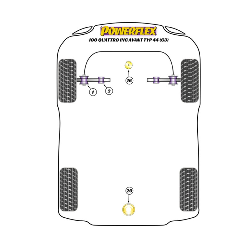 Boccole Powerflex Audi 100 Quattro inc Avant Type 44 (C3) (10/84-11/90) - BUN-PF-00026 - BUN-PF-00026