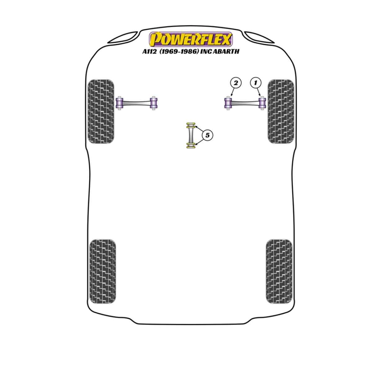 Boccole Powerflex Autobianchi A112 inc Abarth (1969 - 1986) - BUN-PF-00128 - BUN-PF-00128