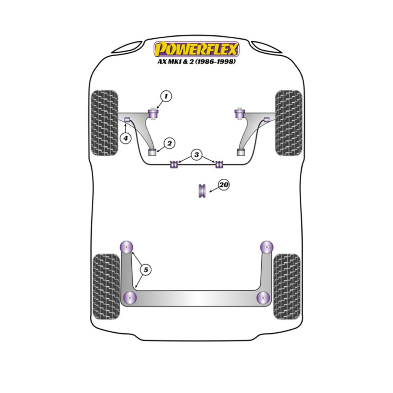 Powerflex bushes Citroen AX Mk1 & 2 (1986-1998) - BUN-PF-00261 - BUN-PF-00261