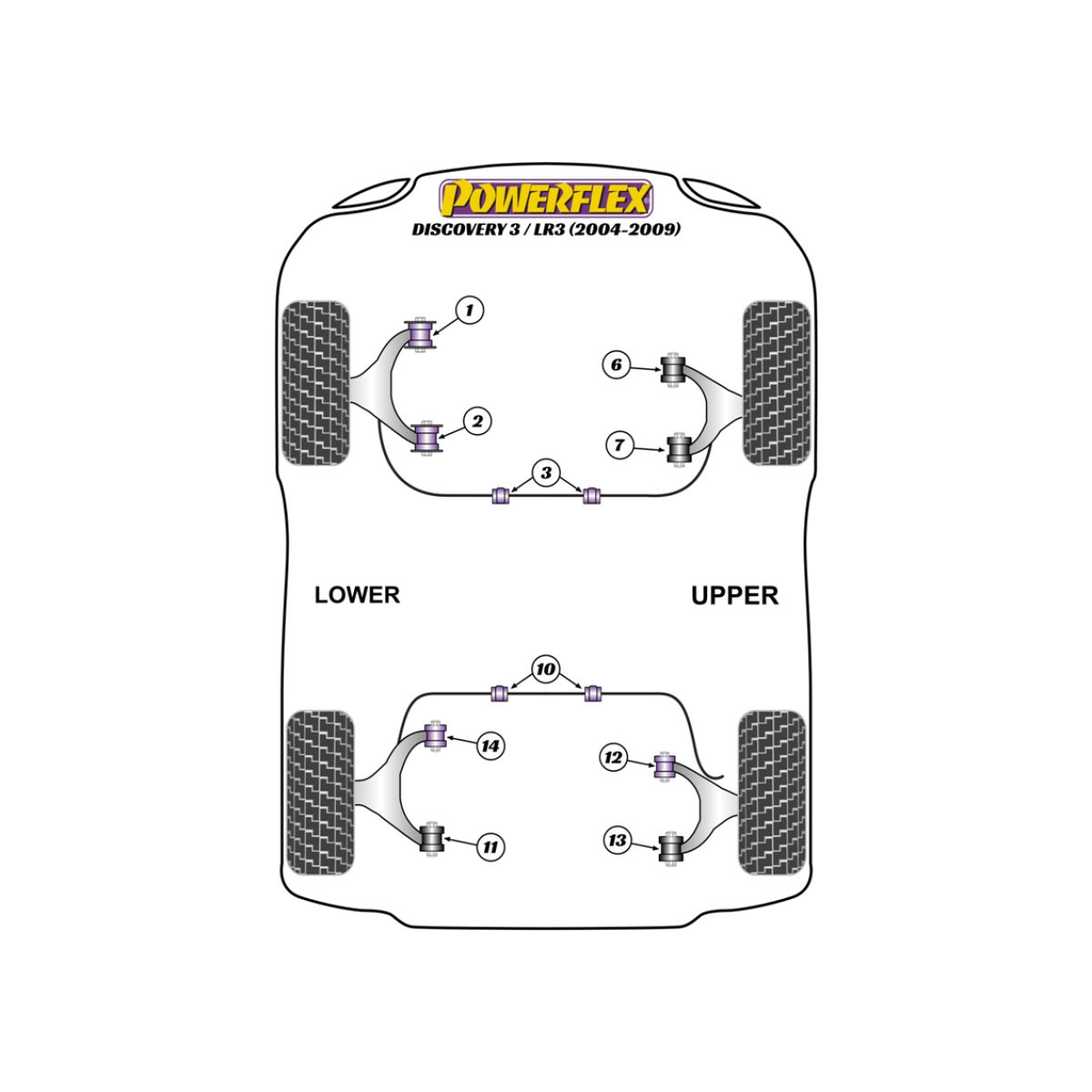 Powerflex bushes Land Rover Discovery 3 / LR3 (2004 - 2009) - BUN-PF-00550 - BUN-PF-00550
