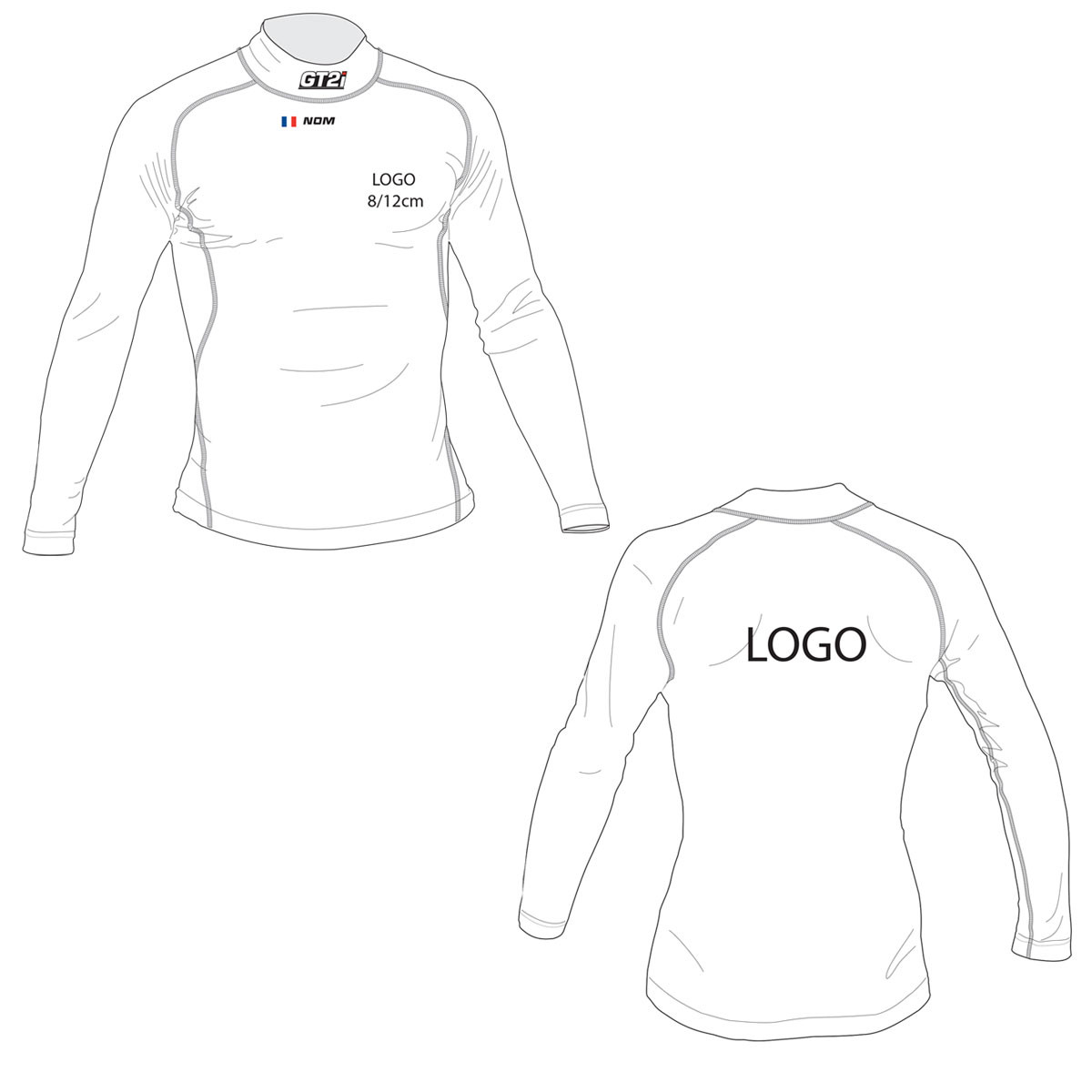 T-Shirt Personnalisable Nom + Drapeau + 2x Logos GT2i Pro FIA 8856-2018 - PGT-TSHIRT6.N.XLXXL