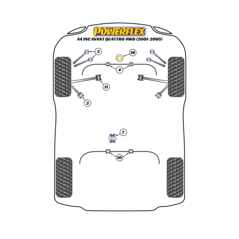 Powerflex Silentblocks Audi A4 inc. Avant Quattro 4WD (2001-2005) - BUN-PF-00056 - BUN-PF-00056