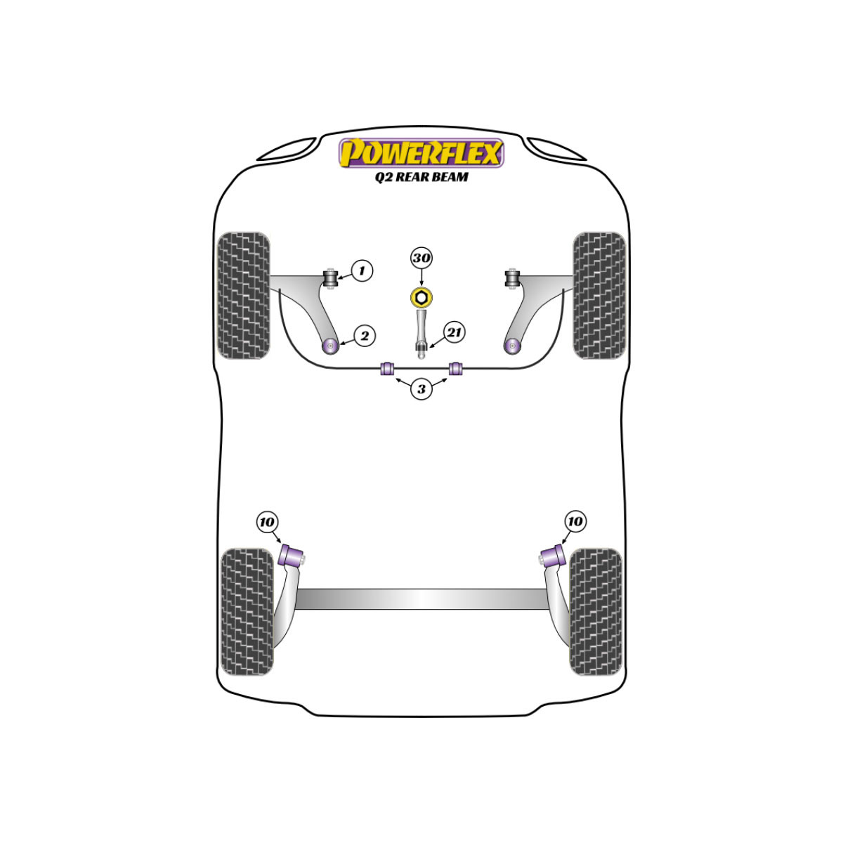 Powerflex Silentblocks Audi Q2 2WD enkelarm (2017-) - BUN-PF-00082 - BUN-PF-00082