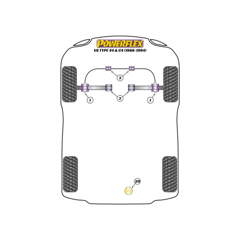 Powerflex silentblocks Audi V8 Type 4C (1988-1994) - BUN-PF-00127 - BUN-PF-00127