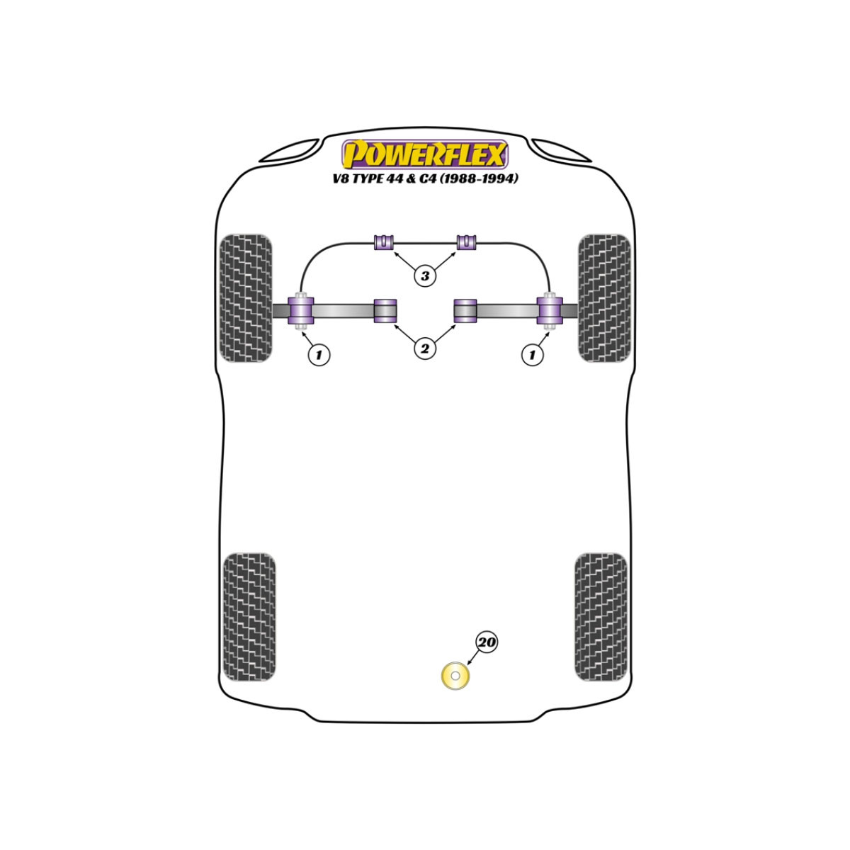 Boccole Powerflex Audi V8 Type 4C (1988-1994) - BUN-PF-00127 - BUN-PF-00127