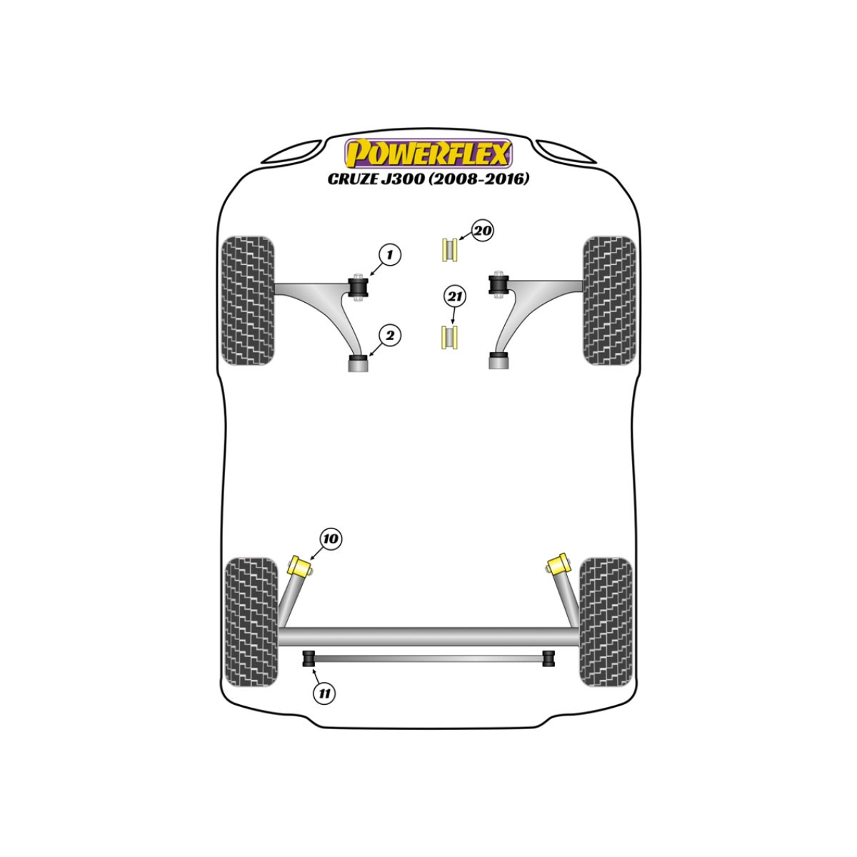 Silentblocuri Powerflex pentru Chevrolet Cruze MK1 J300 (2008 - 2016) - BUN-PF-00249 - BUN-PF-00249