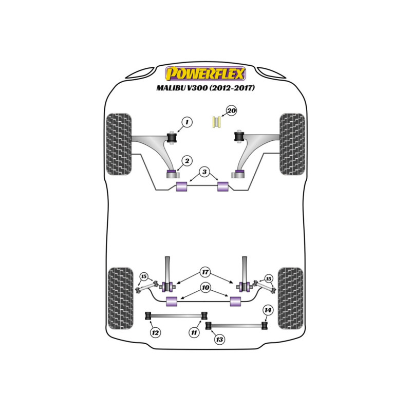 Boccole Powerflex HoldenMalibu MK8 V300 (2012 - 2017) - BUN-PF-00432 - BUN-PF-00432