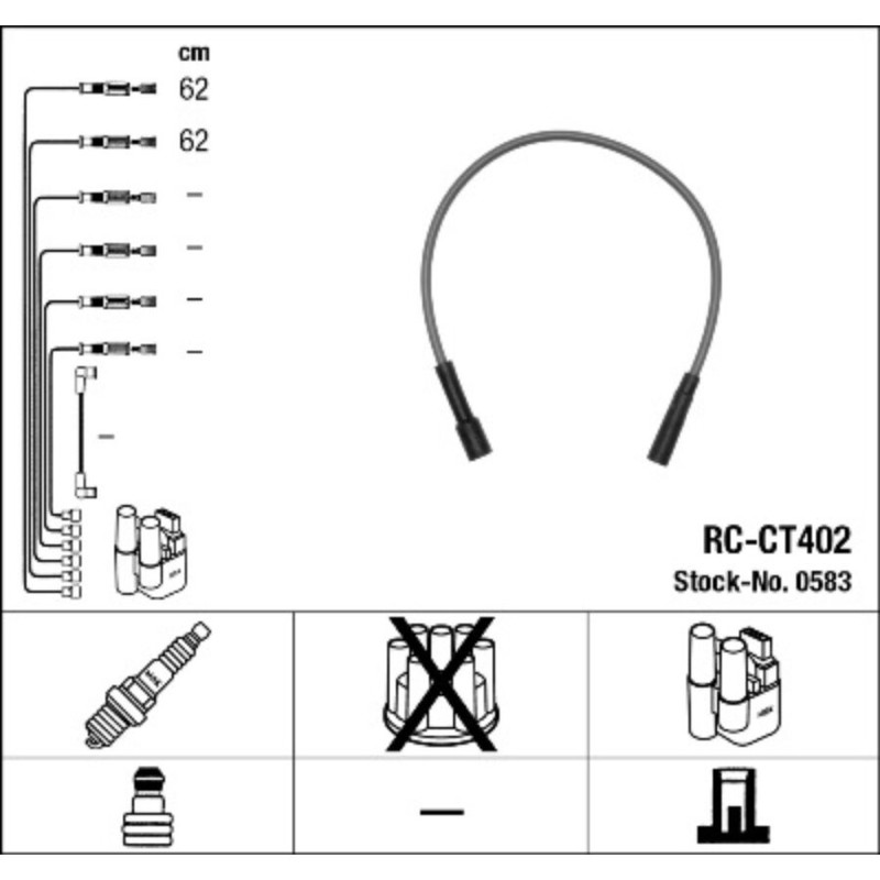Cavo di accensione NGK RC-CT402 - NGK-RC-CT402 - 4010326939331