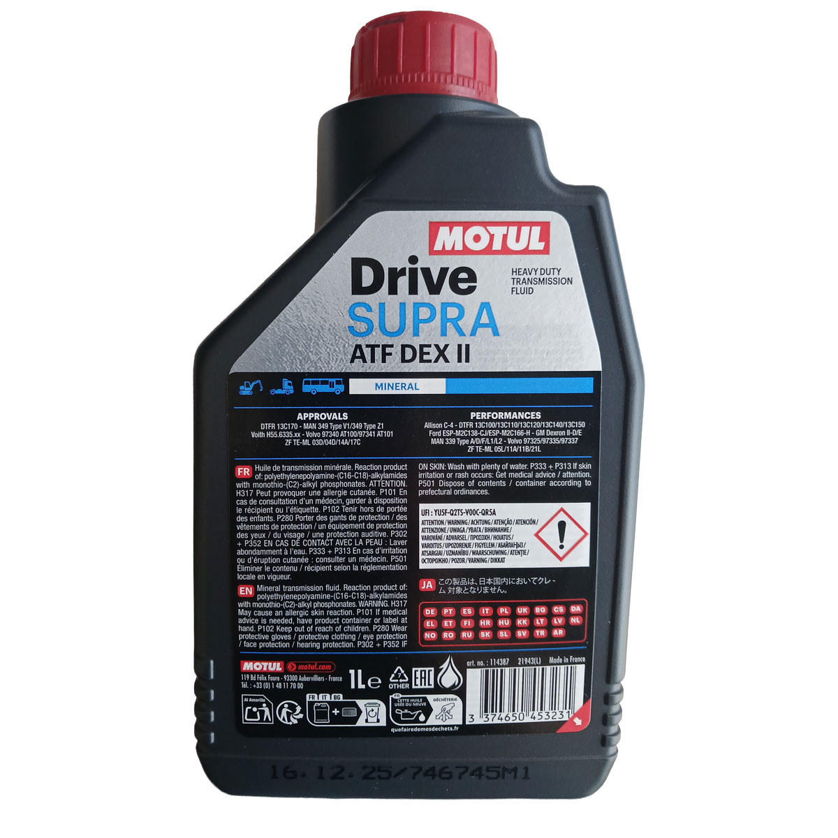 Versnellingsbakolie MOTUL DEXRON II-D - 1 liter bus - MOT-DEXRON2-D - 114387 - 3374650003405