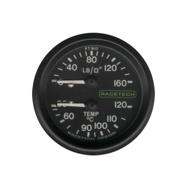 Racetech 2-in-1 druk- en temperatuurmanometer, Ø 52 mm - RT-PT1612BL7 - PT1612BL7 - 3661768441381